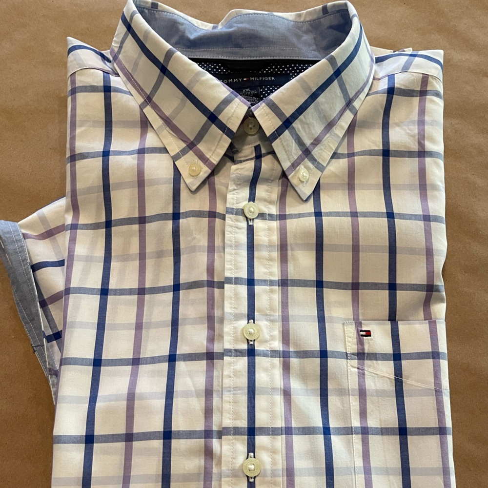 Mens Tommy Hilfiger short sleeve plaid button down